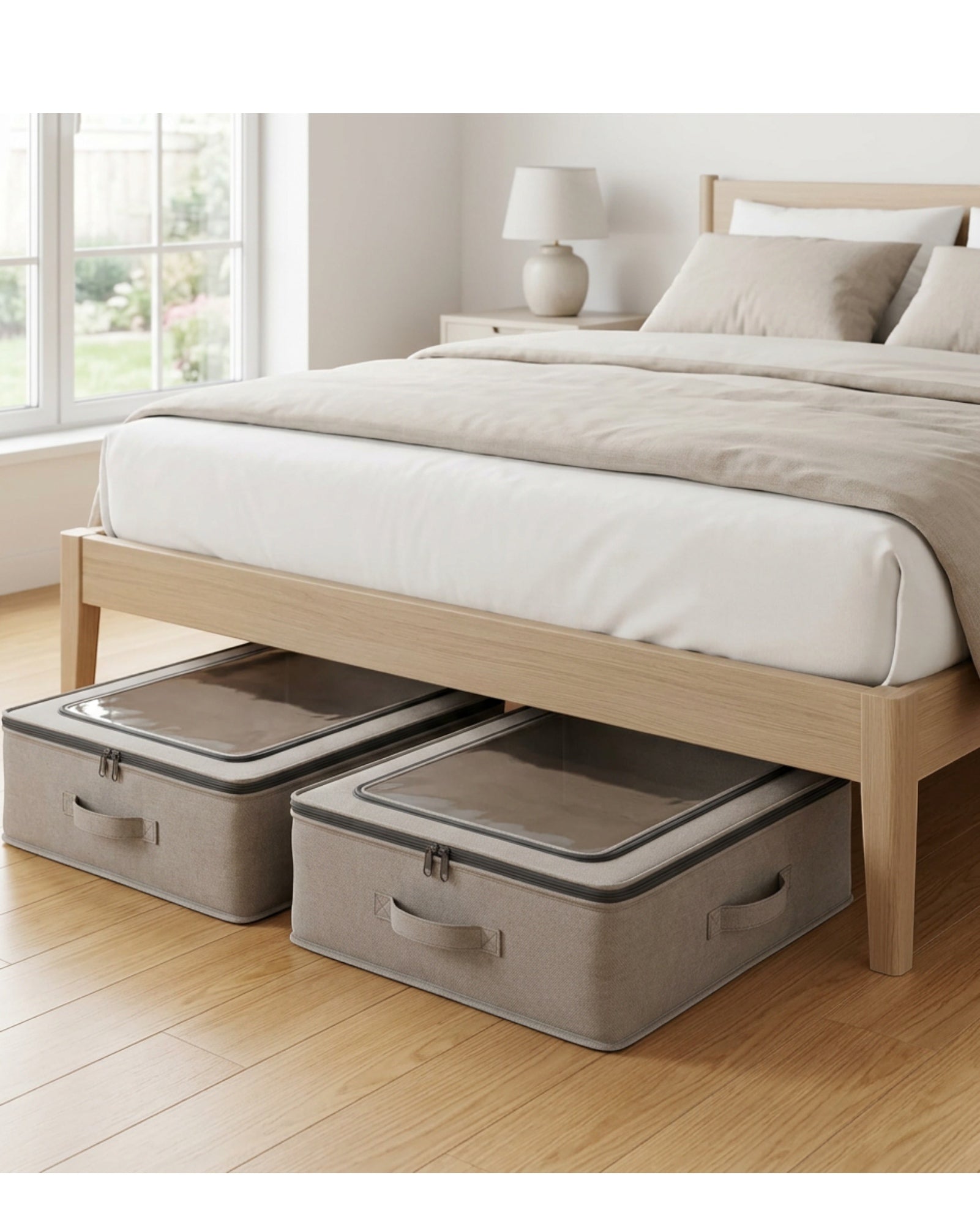 Frbxg Underbed Storage Bags Two Piece Warm Gray - Lifestyle view